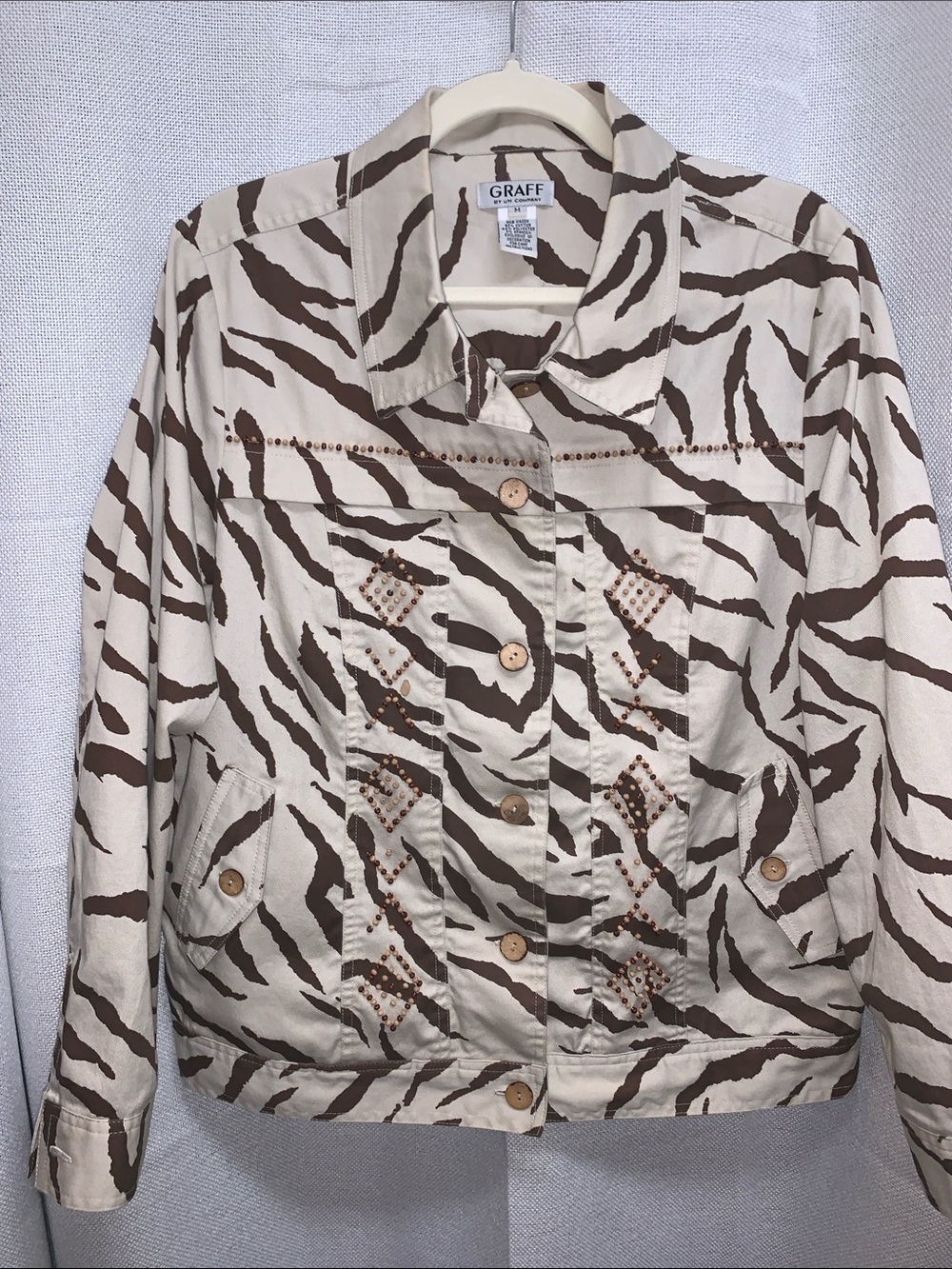 Vintage Graff California Wear Beaded Animal Print Safari Jacket
